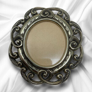 Vintage 1990's Brighton Oval Picture Frame Silver Tone Victoriana 4.5" READ